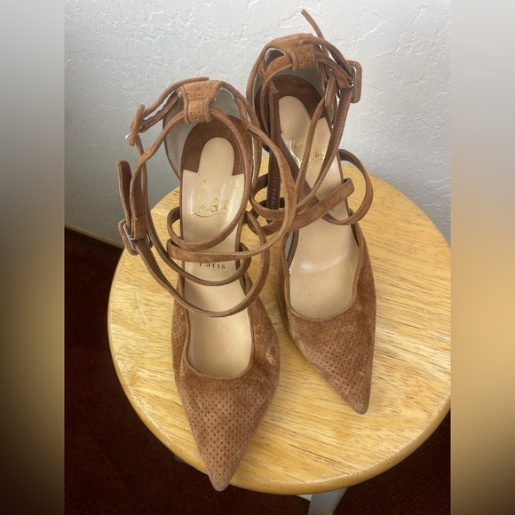 Christian Louboutin Victorilla Biscotto Brown Pump Sandal EU 37.5 US 7.5 - Picture 4 of 11